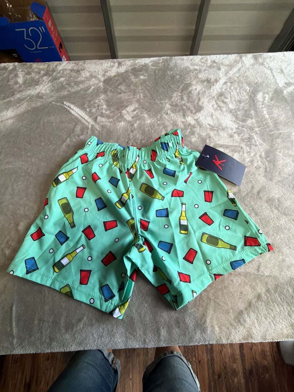 AK kids Beer Pong Print Swim Trunks Size M